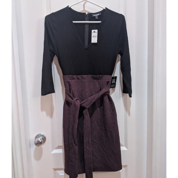 Jacquard Sash Tie Fit And Flare Dress (small) - Picture 1 of 6